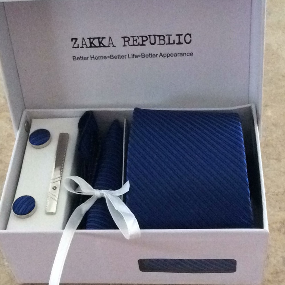 New silk men tie set cufflinks with gift box
